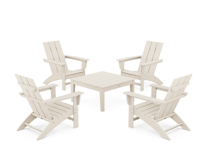 POLYWOOD® 5-Piece Modern Adirondack Chair Conversation Set with 36" Conversation Table