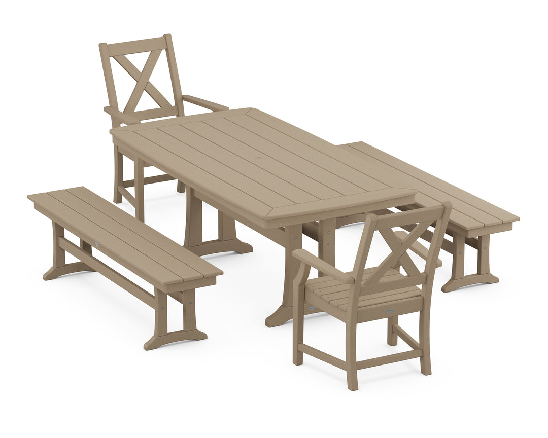 POLYWOOD® Braxton 5-Piece Dining Set with Trestle Legs