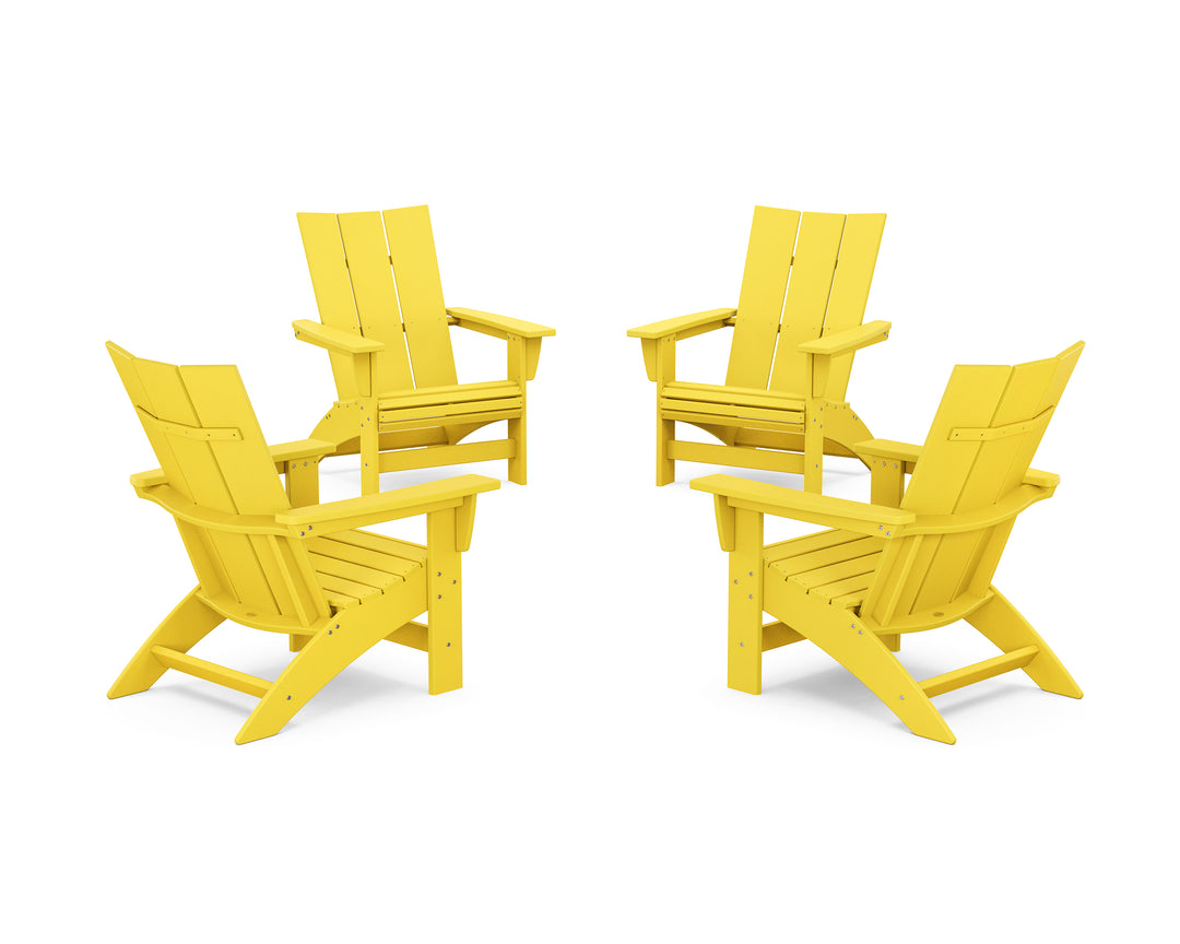 POLYWOOD® 4-Piece Modern Grand Adirondack Chair Conversation Set