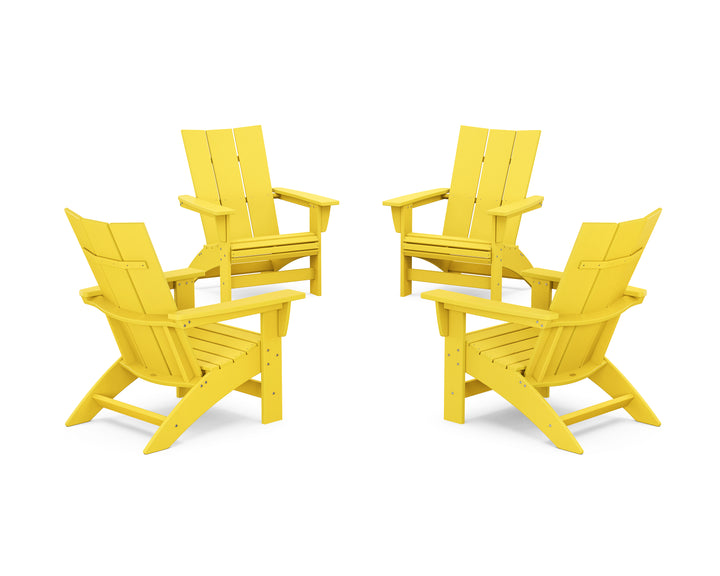 POLYWOOD® 4-Piece Modern Grand Adirondack Chair Conversation Set