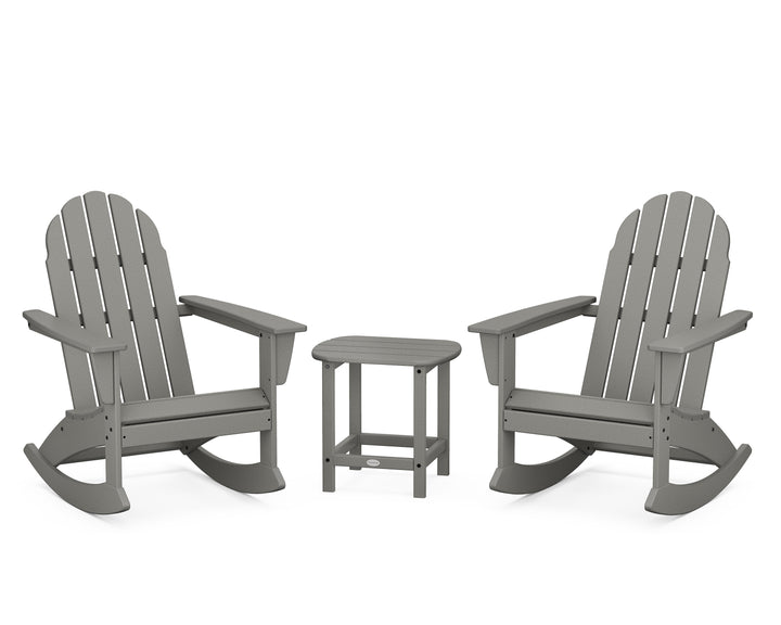 POLYWOOD® Vineyard 3-Piece Adirondack Rocking Chair Set with South Beach 18" Side Table