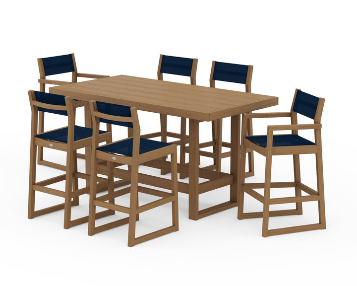 POLYWOOD® EDGE Sling 7-Piece Bar Table Set