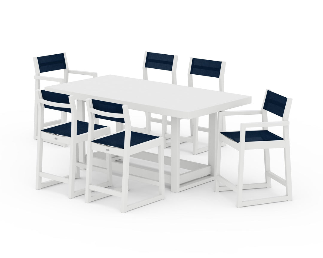 POLYWOOD® EDGE Sling 7-Piece Counter Table Set