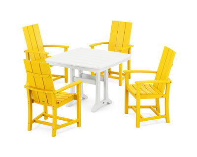 Modern Adirondack 5-Piece Dining Set with Trestle Legs