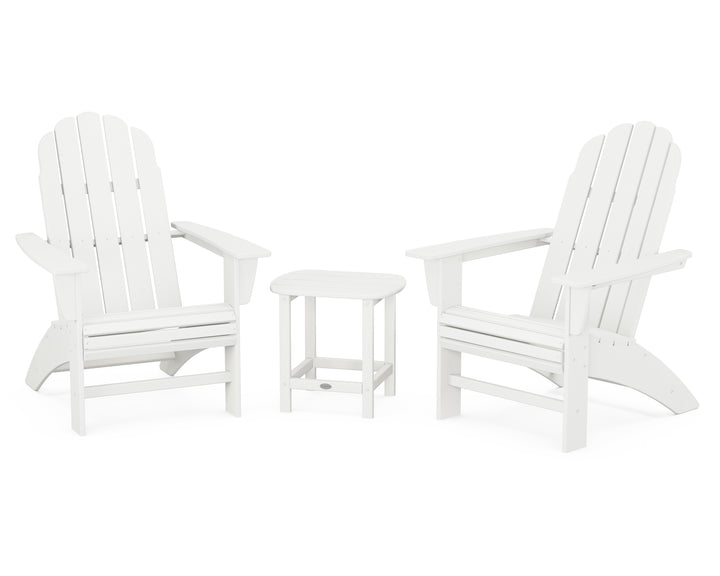 POLYWOOD® Vineyard 3-Piece Curveback Adirondack Set with South Beach 18" Side Table