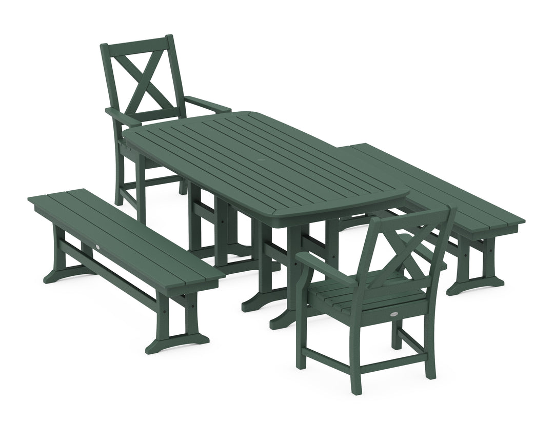 POLYWOOD® Braxton 5-Piece Dining Set with Benches