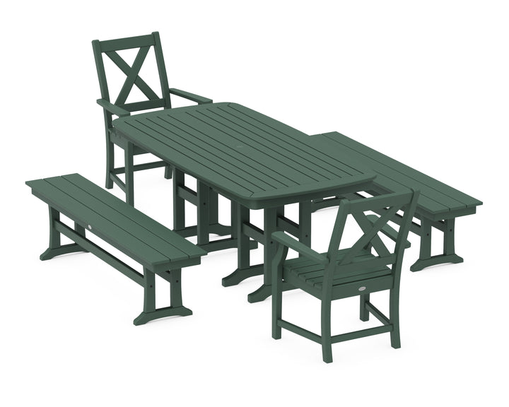 POLYWOOD® Braxton 5-Piece Dining Set with Benches