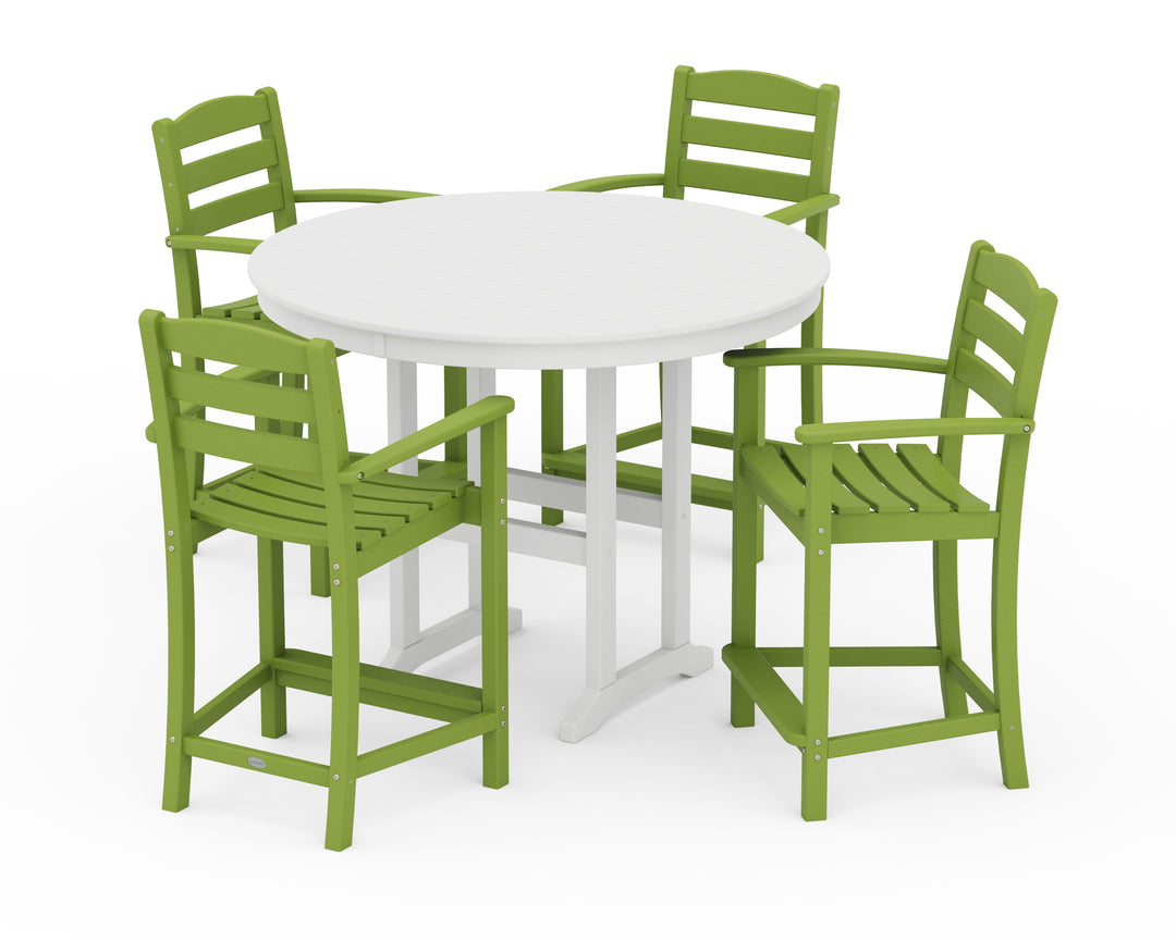 POLYWOOD® La Casa Café 5-Piece Round Farmhouse Counter Set