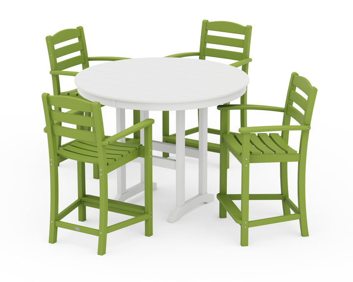 POLYWOOD® La Casa Café 5-Piece Round Farmhouse Counter Set
