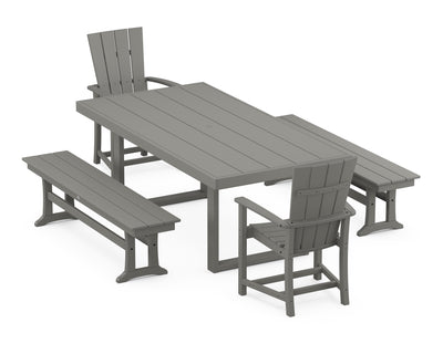 Quattro 5-Piece Dining Set with Benches