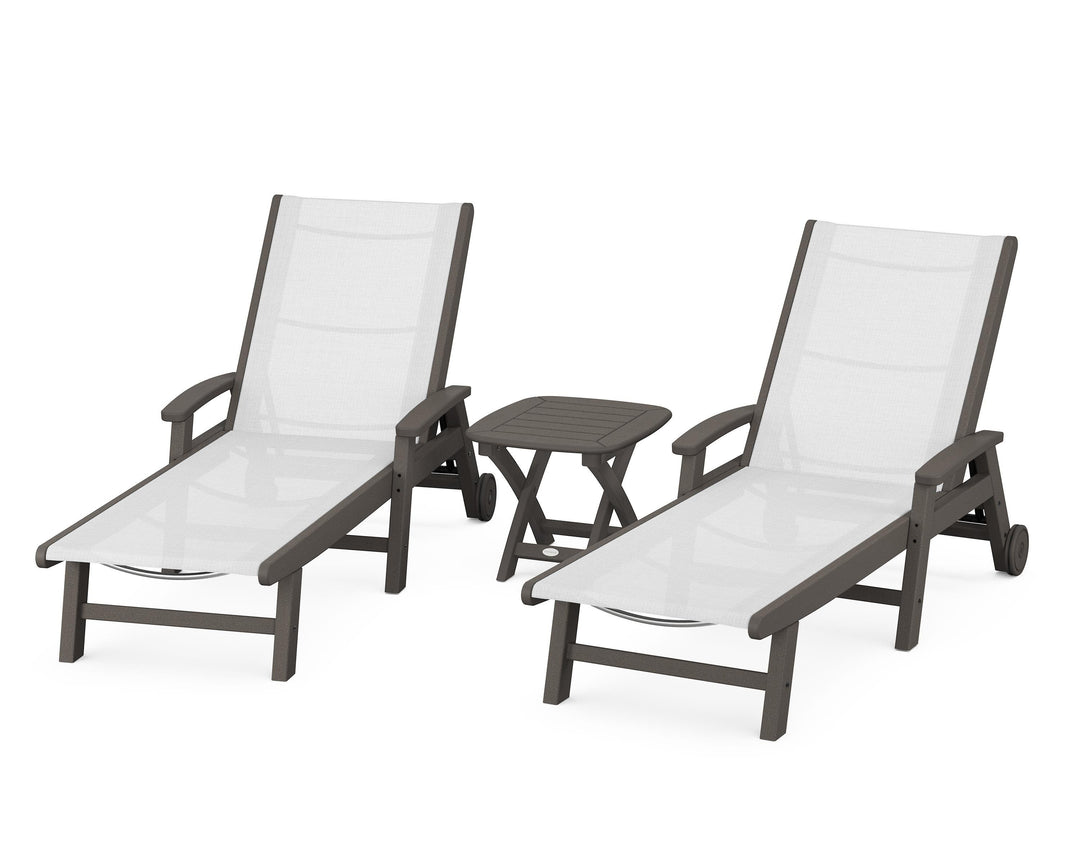 POLYWOOD® Coastal 3-Piece Wheeled Chaise Set