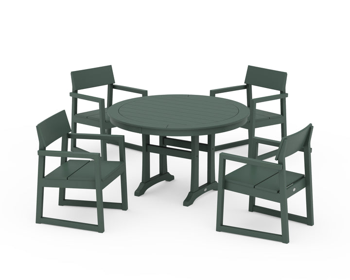 POLYWOOD® EDGE 5-Piece Round Dining Set with Trestle Legs