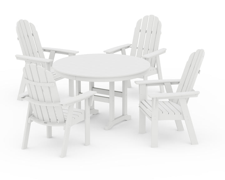 POLYWOOD® Vineyard Curveback Adirondack 5-Piece Round Farmhouse Dining Set