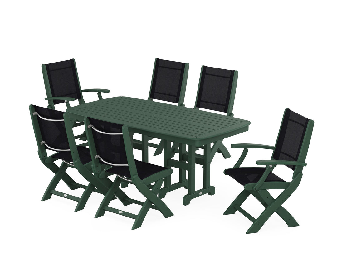POLYWOOD® Coastal Folding Chair 7-Piece Dining Set