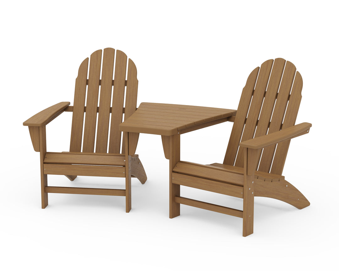 POLYWOOD® Vineyard 3-Piece Adirondack Set with Angled Connecting Table
