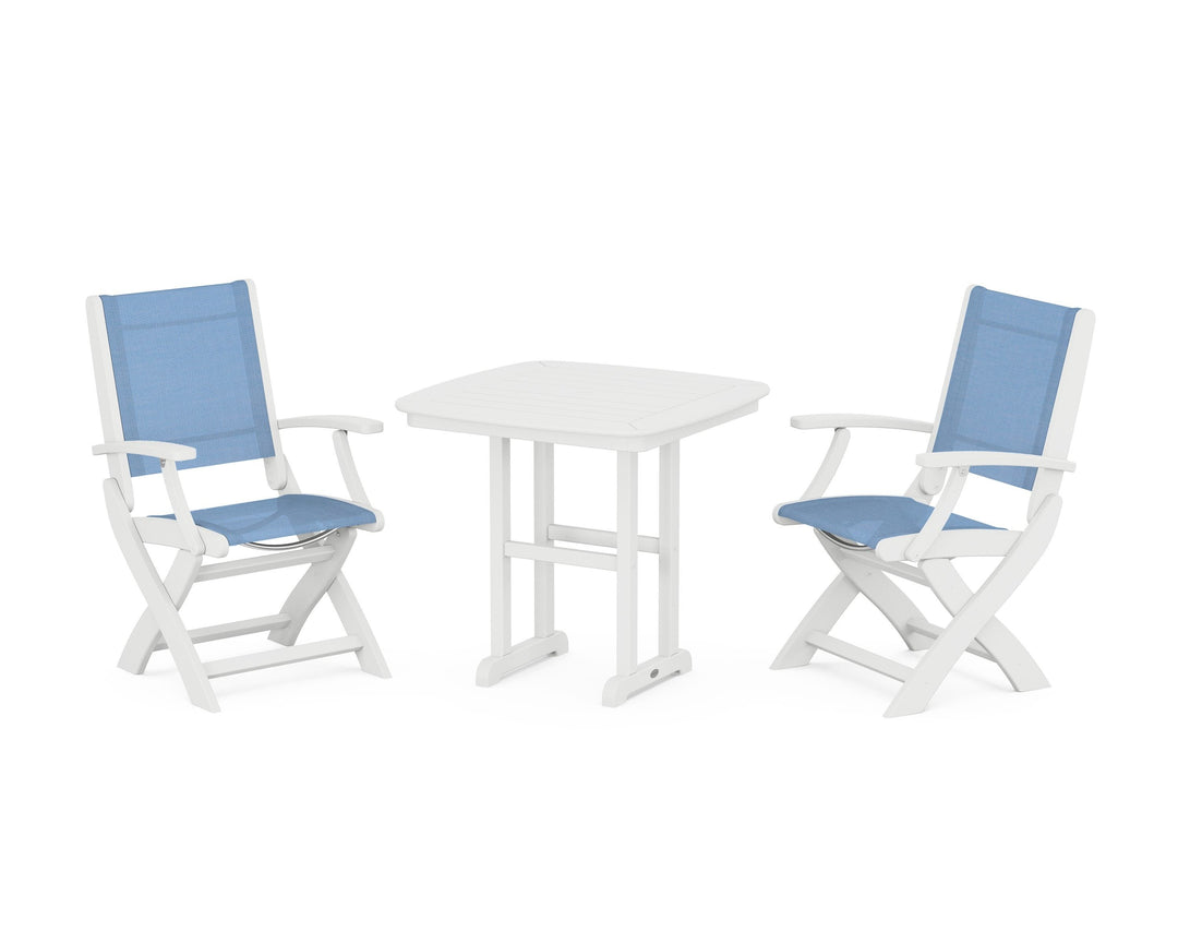 POLYWOOD® Coastal Folding Chair 3-Piece Dining Set