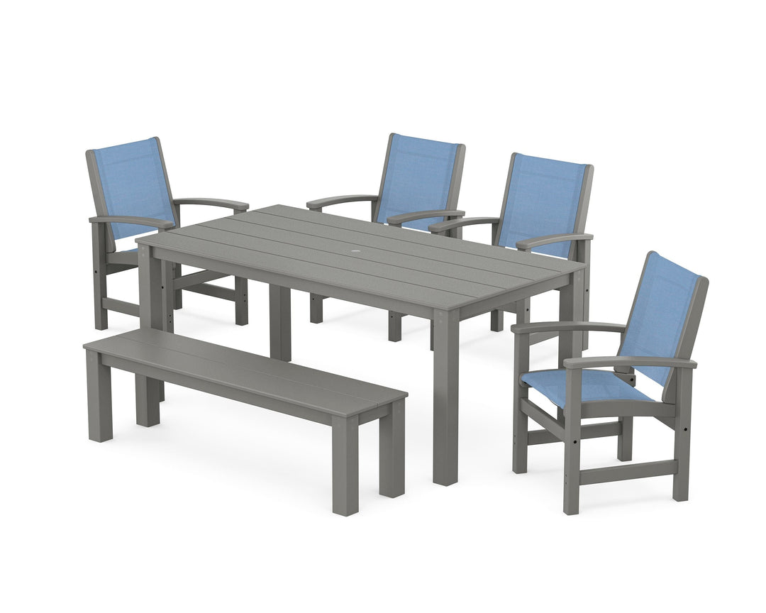 POLYWOOD® Coastal 6-Piece Parsons Dining Set with Bench