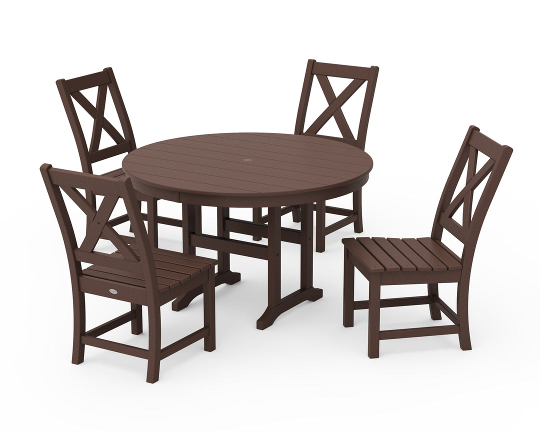 POLYWOOD® Braxton Side Chair 5-Piece Round Dining Set