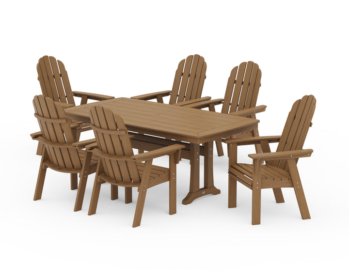POLYWOOD® Vineyard Curveback Adirondack 7-Piece Dining Set with Trestle Legs
