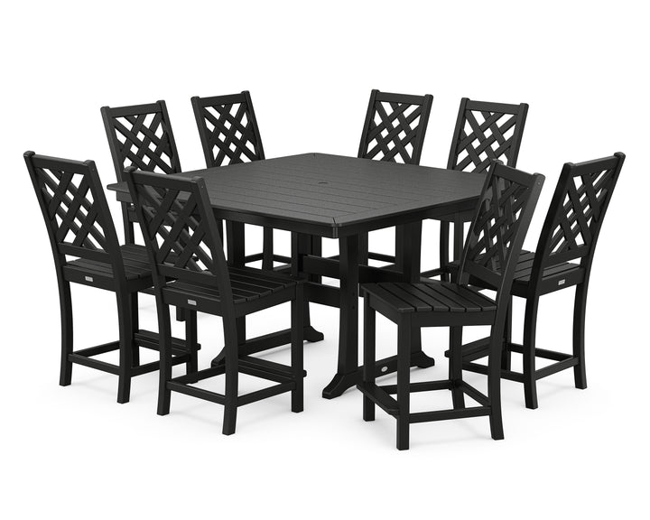 Country Living Wovendale Side Chair 9-Piece Square Counter Set with Trestle Legs