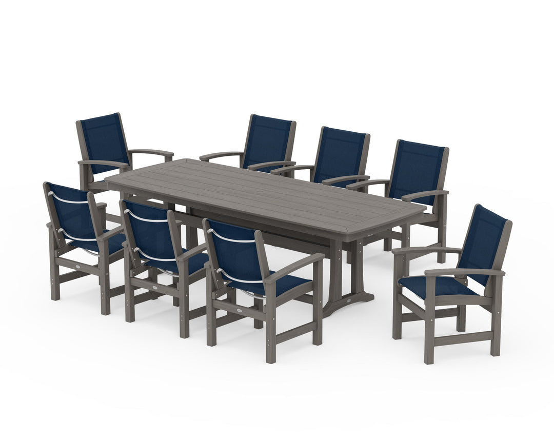 POLYWOOD® Coastal 9-Piece Dining Set with Trestle Legs