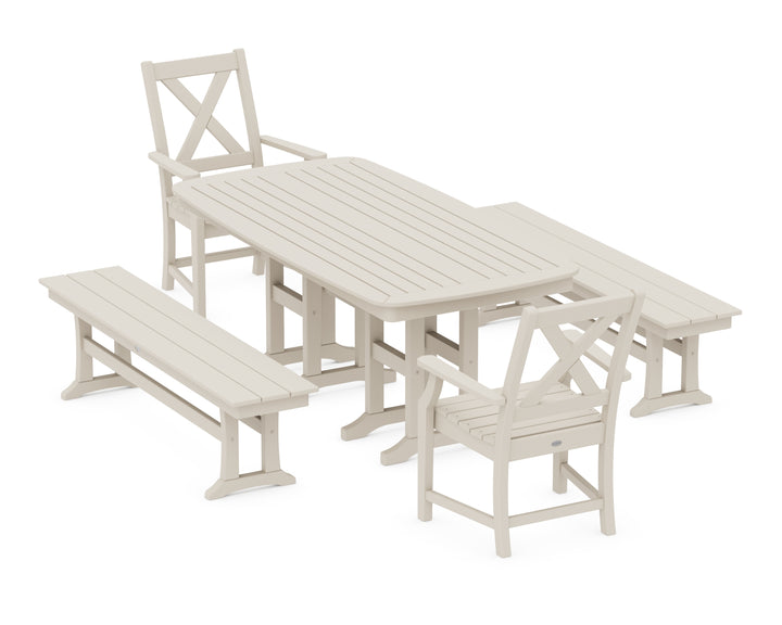 POLYWOOD® Braxton 5-Piece Dining Set with Benches