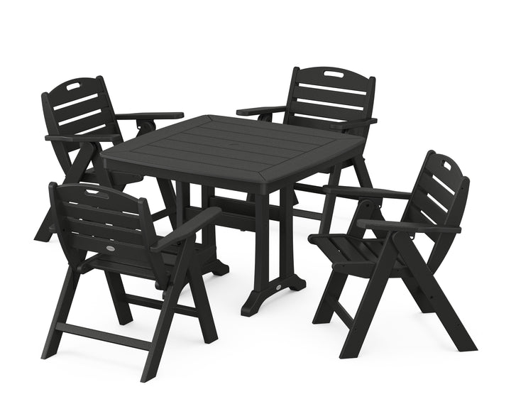 POLYWOOD® Nautical Folding Lowback Chair 5-Piece Dining Set with Trestle Legs