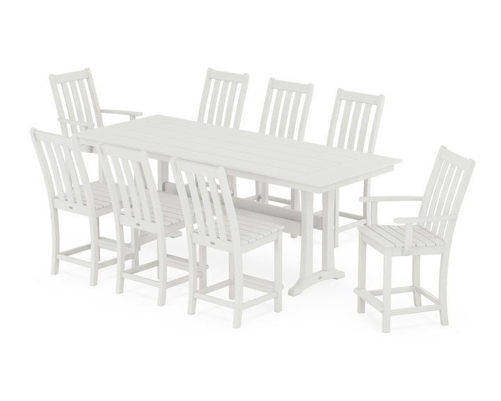 POLYWOOD® Vineyard 9-Piece Farmhouse Counter Set with Trestle Legs