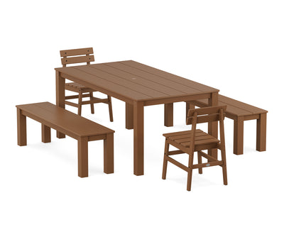 Modern Studio Plaza Chair 5-Piece Parsons Dining Set with Benches