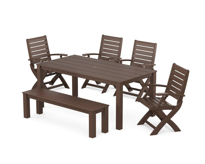 POLYWOOD® Signature Folding Chair 6-Piece Parsons Dining Set with Bench