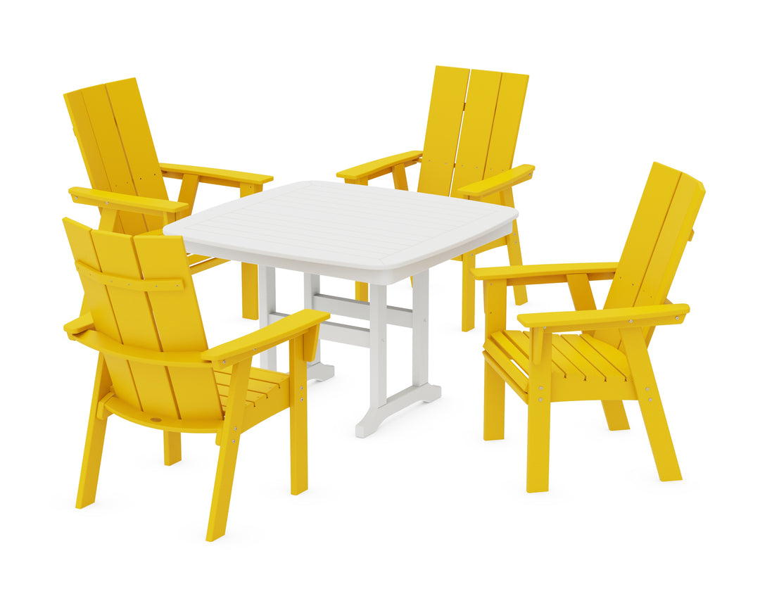 POLYWOOD® Modern Curveback Adirondack 5-Piece Dining Set