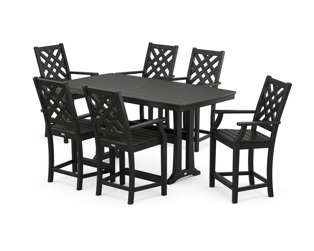 Country Living Wovendale Arm Chair 7-Piece Counter Set with Trestle Legs