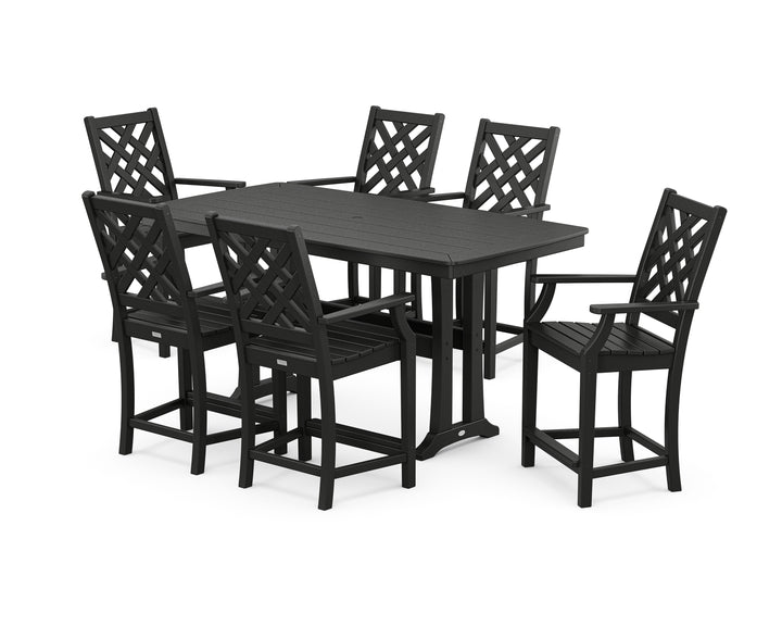 Country Living Wovendale Arm Chair 7-Piece Counter Set with Trestle Legs