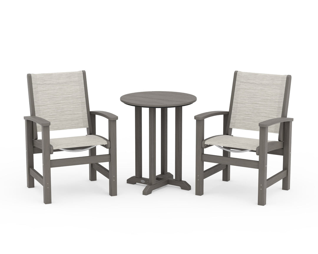 POLYWOOD® Coastal 3-Piece Round Bistro Dining Set