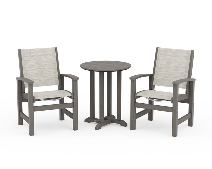 POLYWOOD® Coastal 3-Piece Round Bistro Dining Set