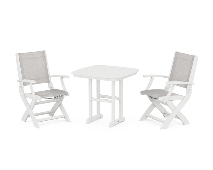 POLYWOOD® Coastal Folding Chair 3-Piece Dining Set