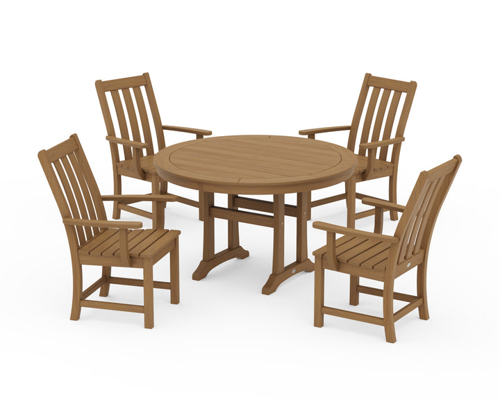 POLYWOOD® Vineyard 5-Piece Round Dining Set with Trestle Legs