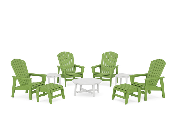 POLYWOOD® Nautical Grand Upright Adirondack 9-Piece Conversation Set
