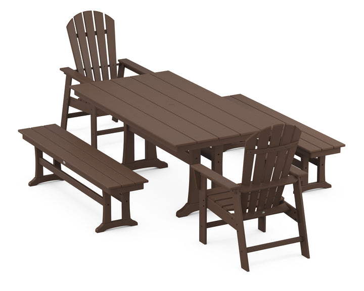 POLYWOOD® South Beach 5-Piece Farmhouse Dining Set With Trestle Legs