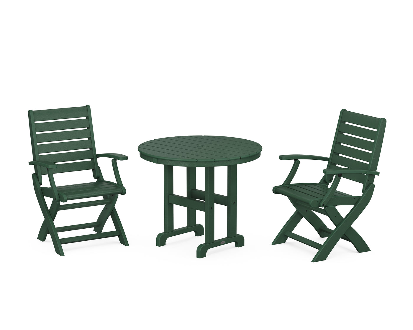 Signature Folding Chair 3-Piece Round Farmhouse Dining Set