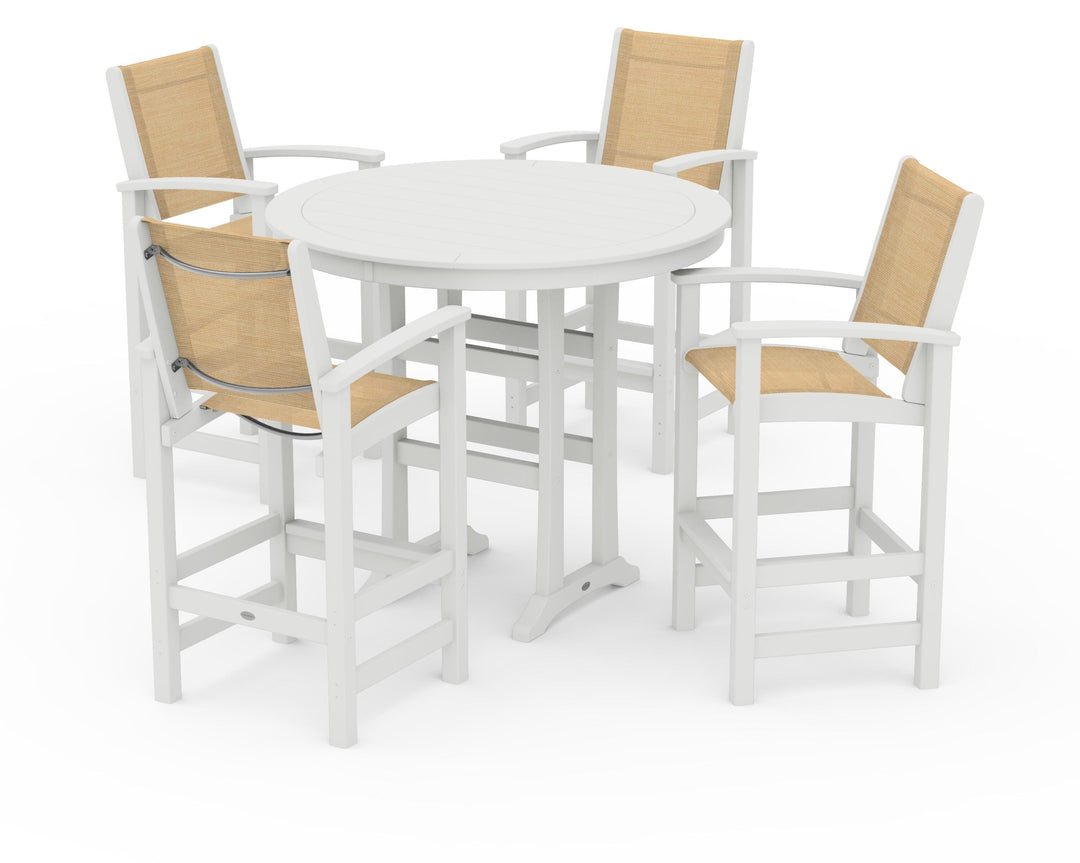 POLYWOOD® Coastal 5-Piece Nautical Trestle Bar Set