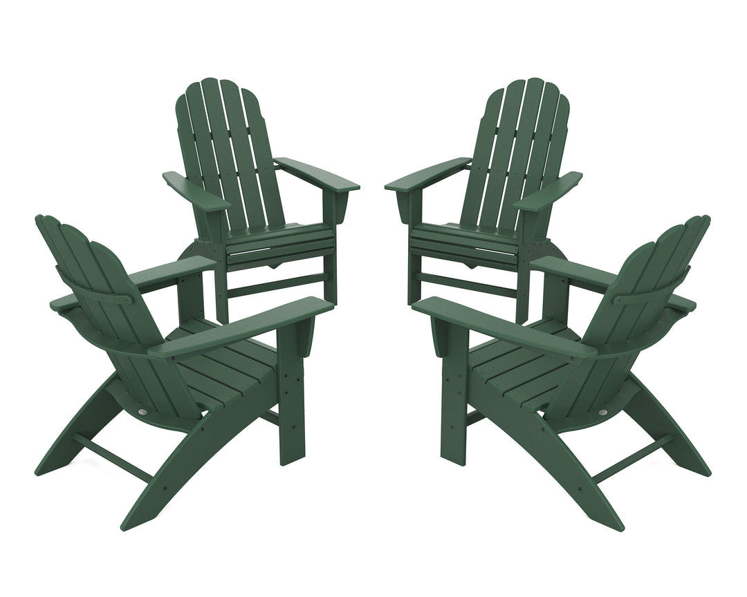 POLYWOOD® 4-Piece Vineyard Curveback Adirondack Chair Conversation Set