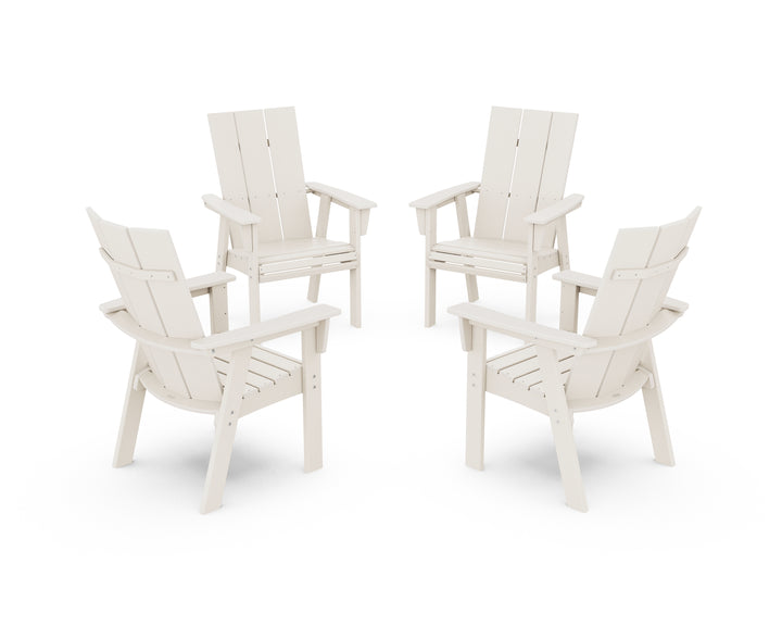 POLYWOOD® Modern 4-Piece Curveback Upright Adirondack Conversation Set