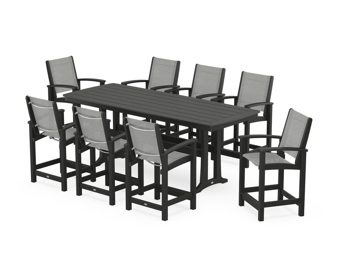 POLYWOOD® Coastal 9-Piece Counter Set with Trestle Legs