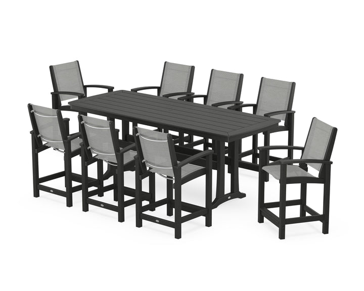 POLYWOOD® Coastal 9-Piece Counter Set with Trestle Legs
