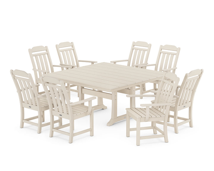 Country Living Cottage 9-Piece Square Farmhouse Dining Set with Trestle Legs