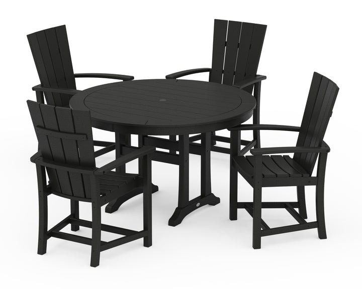 POLYWOOD® Quattro 5-Piece Round Dining Set with Trestle Legs