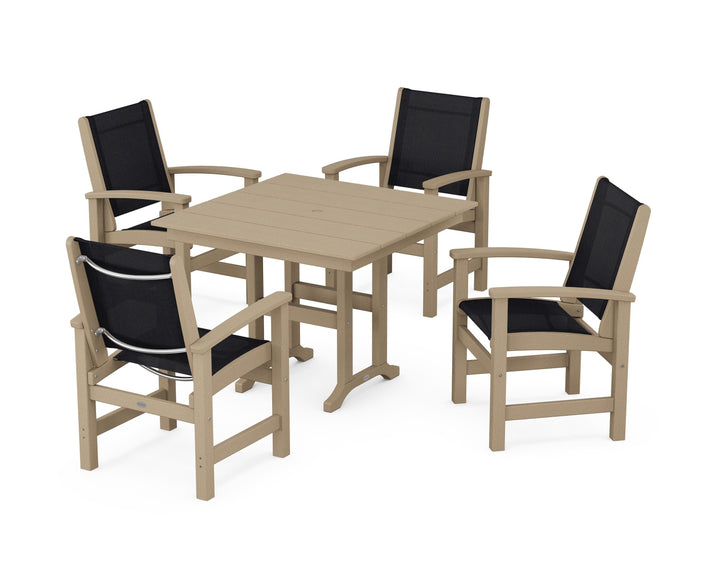 POLYWOOD® Coastal 5-Piece Farmhouse Dining Set