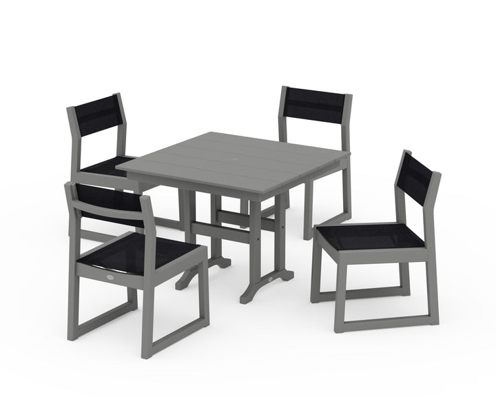 POLYWOOD® EDGE Sling Side Chair 5-Piece Farmhouse Dining Set