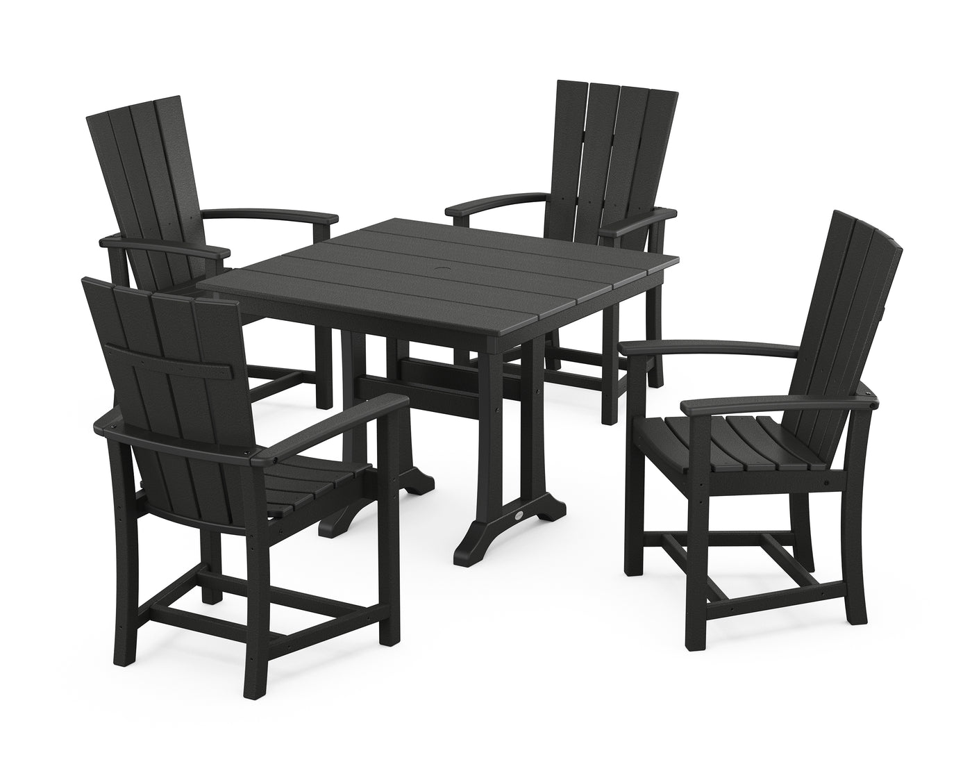 Quattro 5-Piece Farmhouse Dining Set With Trestle Legs